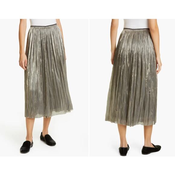 Vince Iridescent Plissé Culottes Size Small - Picture 2 of 11